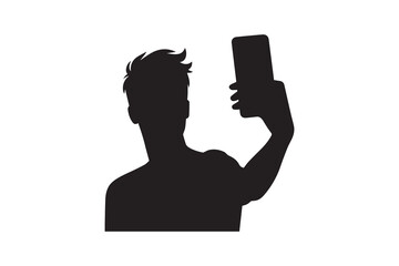 A man talking selfie icon black color vector silhouette illustration isolated in white background