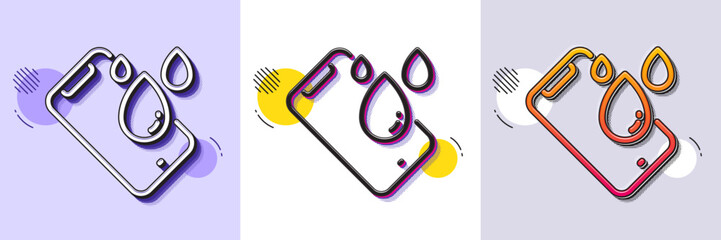 Smartphone waterproof line icon. Halftone dotted pattern. Gradient icon with grain shadow. Phone sign. Mobile device symbol. Line smartphone waterproof icon. Various designs. Vector