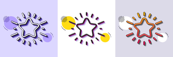 Twinkle star line icon. Halftone dotted pattern. Gradient icon with grain shadow. Best ranking sign. Favorite symbol. Line twinkle star icon. Various designs. Vector