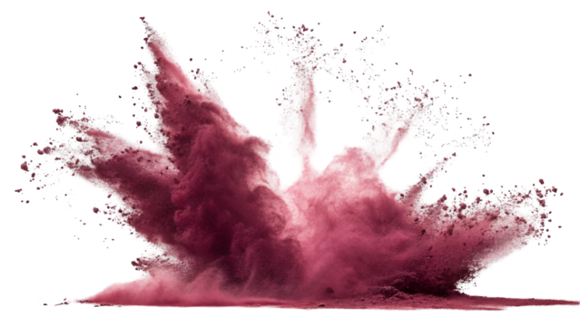  color powder maroon explosion dynamic smoke burst dust  isolated transparent background 