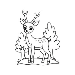 deer with a big horns  coloring book