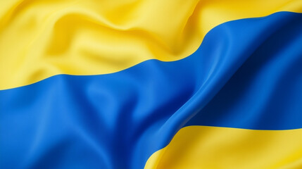Ukrainian Flag: Close-up shot of the Ukrainian flag, with its vibrant blue and yellow colors waving gracefully in the wind, symbolizing national pride, freedom, and resilience.