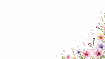 Fototapeta premium Delicate Floral Border Design With Soft Pastel Colors on White Background