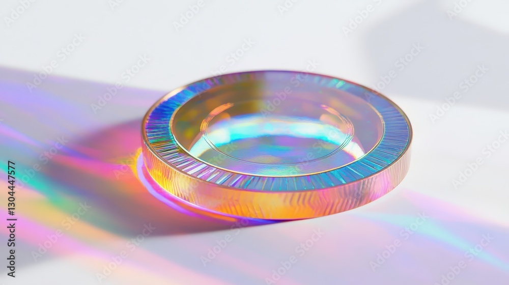 Canvas Prints a futuristic solana coin with a holographic finish on a white background highlighted by soft lightin