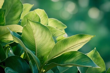 Obraz premium Green Leaves, Botany Background Image Showing Symbol of Green Environment or Sustainability