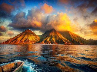 Obraz premium Azores San Miguel Volcanic Island Summer Boat Trip Surreal Landscape Photography