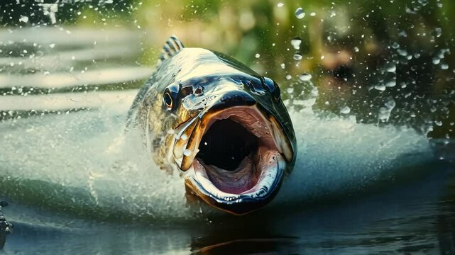Close-up of river fish in hands. Selective focus