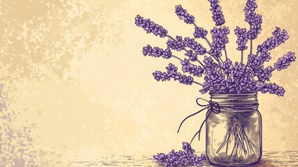 Beautiful Lavender Bouquet in a Jar with Artistic Background