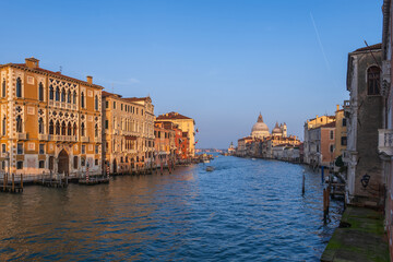 Venice Skyline With Grand Canal At Sunset In Italy