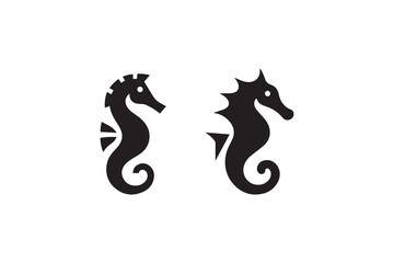 Obraz premium sea horse icon black color vector silhouette illustration isolated in white background