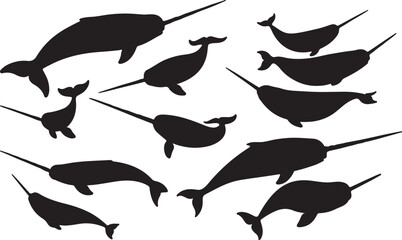 Narwhal Silhouette Set © Rizwan Ahmad