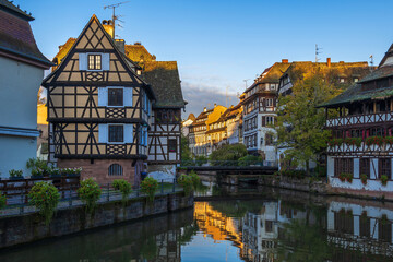 Naklejka premium Petite France In Strasbourg At Sunrise