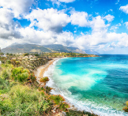 Spectacular seascape of Guidaloca Beach near Castellammare del Golfo.