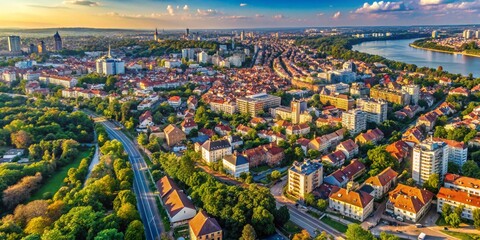 Fototapeta premium Belgrade Neighborhoods & Suburbs Map: High-Resolution Aerial View
