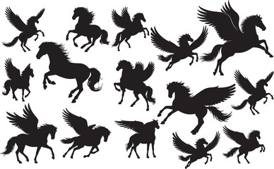 Obraz premium Pegasus Silhouette on White Background