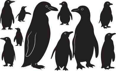 Fototapeta premium Penguin Silhouette Vector Set