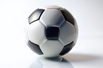 Naklejka premium Black and White Soccer Ball 3D Render, Tilt-Shift Miniature Effect, Isolated