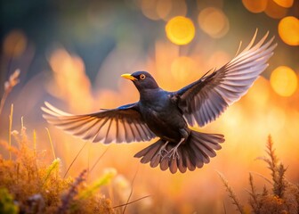 Blackbird Soaring: Inspirational Image of a Bird Taking Flight