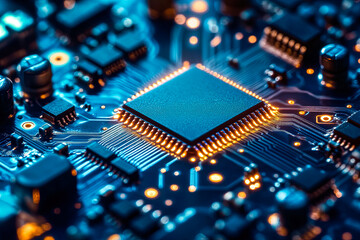Obraz premium High-Tech Microchip on Circuit Board..