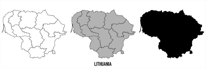 High detailed vector map - Lithuania
