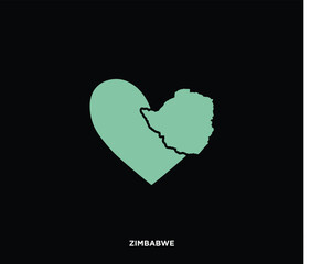 A heart-shaped Zimbabwe map, celebrating its natural wonders and heritage. Perfect for travel and tourism projects.