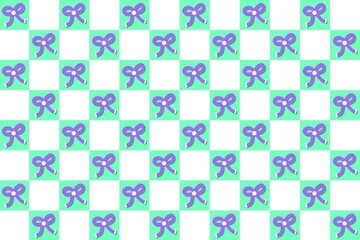 Geometric square and ribbon pattern background. Ribbon pattern. Blue pattern, wallpaper, tile of ribbon and squares. Background, wallpaper. cute ribbon