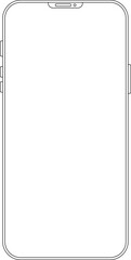 Outline line drawing modern smartphone. Elegant thin stroke line style design vector. Elegant thin line stroke style design smartphone.
