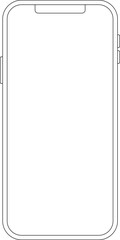 Outline line drawing modern smartphone. Elegant thin stroke line style design vector. Elegant thin line stroke style design smartphone.