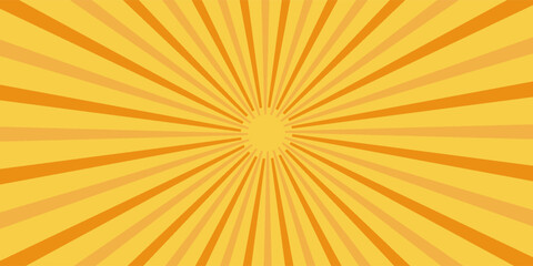 Fototapeta premium Circus background of spiral yellow orange rays vector illustration. Vintage radial pattern with sunbeams or starburst strip.