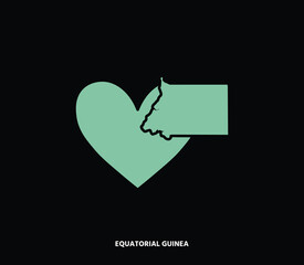 Obraz premium A heart-shaped Equatorial Guinea map, representing love for the nation. Ideal for tourism, adventure, and cultural projects.