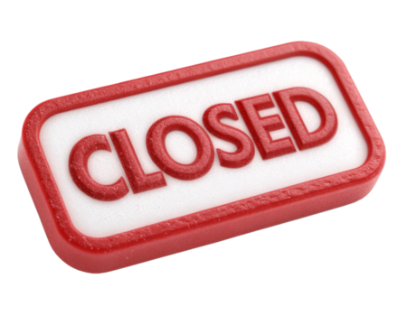 3D Closed Signboard in Red and White for Business and Stores