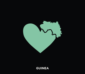 A heart-shaped Guinea map, representing national pride. Great for travel, cultural, and tourism projects.