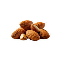 Flying almond isolated on transparent background.