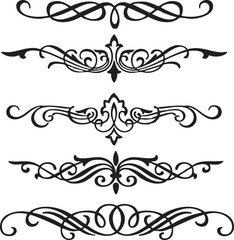 Set of decorative floral elements