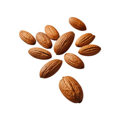 Flying almond isolated on transparent background.