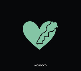 A heart-shaped Morocco map, representing love for the nation’s culture and history. Perfect for tourism and heritage projects.