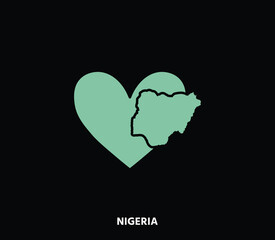A heart-shaped Nigeria map, showcasing national pride. Perfect for cultural, economic, and tourism projects.