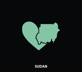 A heart-shaped Sudan map, celebrating its rich history and cultural heritage. Perfect for travel and tourism projects.