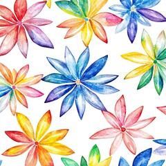 Obraz premium Watercolor Starburst Floral Pattern Vibrant Design for Textile Wallpaper and Branding