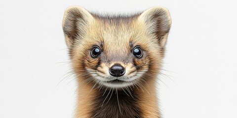 Obraz premium Cute marten with a charming expression poses against a bright background showcasing its distinctive features