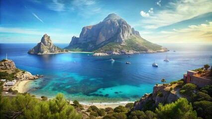 Cala d'Hort Bay, Ibiza: Panoramic Azure Sea & Es Vedra Island