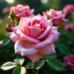 Delicate pink damask rose blossom, velvety petals , garden, pink, flora