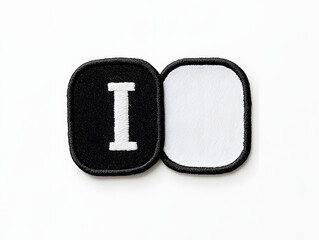 Minimalist Black and White Letter I Embroidered Patch Mockup