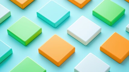 Obraz premium Colorful geometric blocks on soft blue surface modern design elements for creative projects and marketing uses