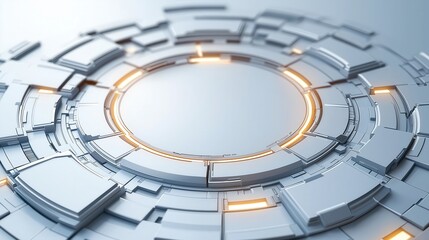 Fototapeta premium Futuristic circular interface design with illuminated elements and geometric patterns for technology and innovation themes