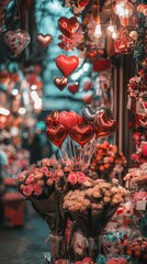 Obraz premium Charming valentines day marketplace filled with love and color