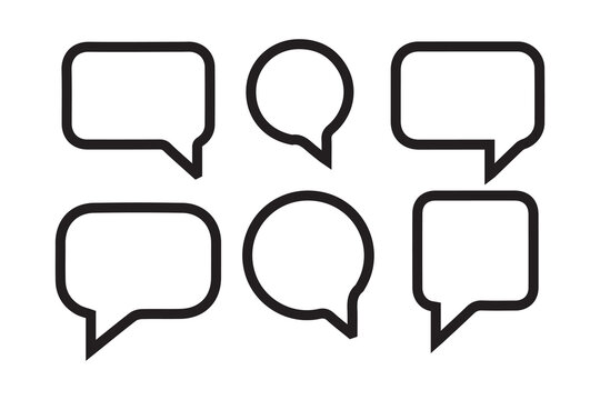 speech bubble message icon silhouette vector illustration in black and white, set against a white background