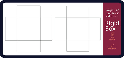 rigid box dieline use full for Jewelry Box, Gift Box, Shoe Box, Electronics Box, Luxury Packaging, 100% editable file 