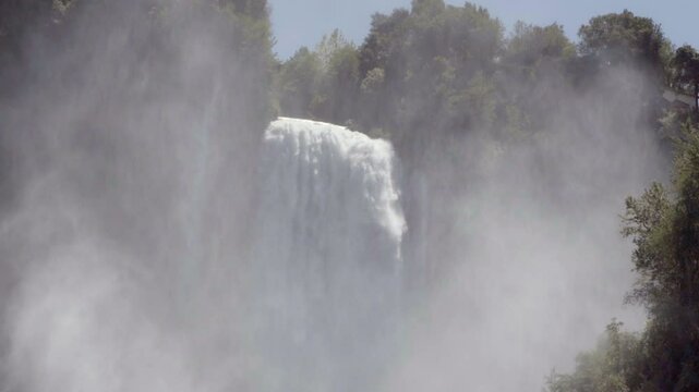 Slow Motion of Marmore Waterfalls, Terni, Italy