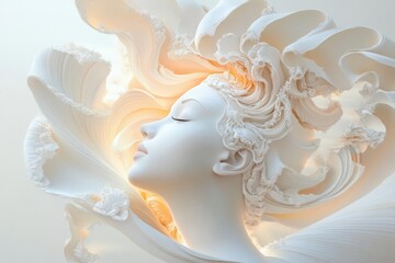 Silhouette of a Serene Head Featuring Swirling Pastel Patterns and Gradients Conveying an Artistic and Dreamy Atmosphere